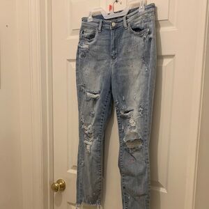 Judy Blue Light Blue Distressed Skinny Jeans